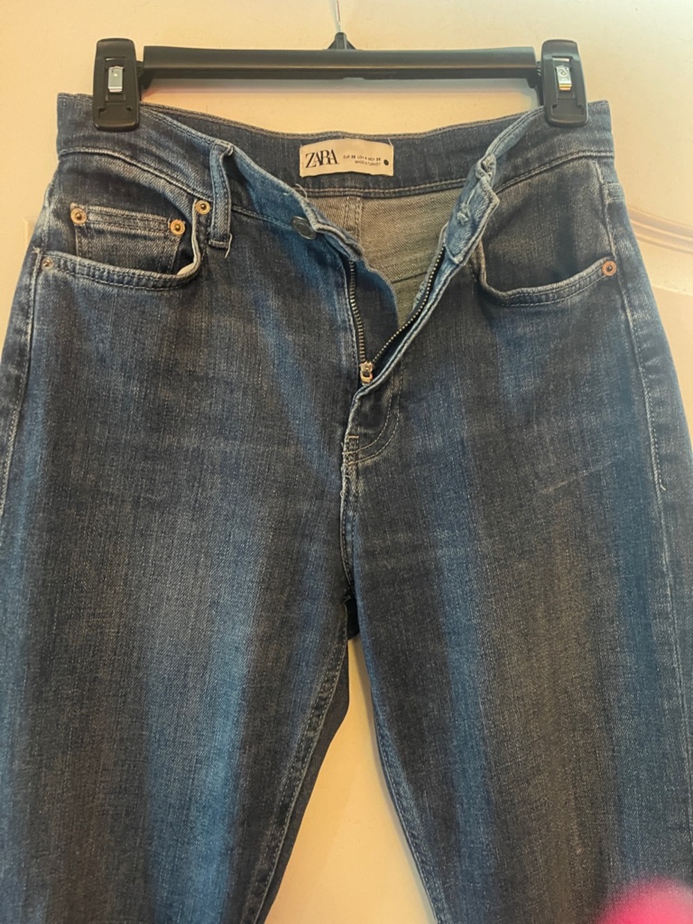 Zara High-Rise Dark Blue Denim Jeans